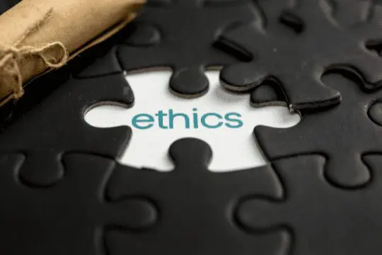 A puzzle piece with the word ethics written on it.